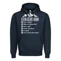 Navy hiking 6 stages of hiking funny hiking nature adventure Zipper Hoodie - baoMotion