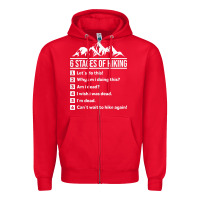 Red hiking 6 stages of hiking funny hiking nature adventure Zipper Hoodie - baoMotion
