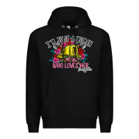 Black im just a woman who loves her firefighter Premium Hoodie - SublimationCraftShop
