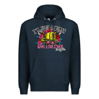 Navy im just a woman who loves her firefighter Premium Hoodie - SublimationCraftShop