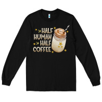 Black Half Human Half Coffee Long Sleeve Tee - CowhideDigitalArt