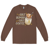 Chestnut Half Human Half Coffee Long Sleeve Tee - CowhideDigitalArt