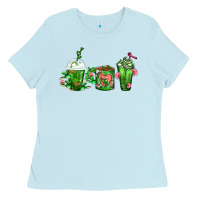 Baby Blue Cactus Lover Cactus Coffee Cups Ladies Tee - FaDigitalArtStudio