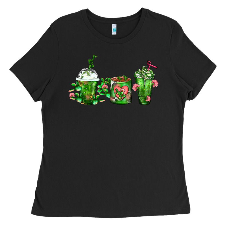 Cactus Lover Cactus Coffee Cups Ladies Tee by FaDigitalArtStudio | Teevron