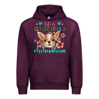 Mauve Wine life is better with a chihuahua Urban Hoodie - Jasminsmagicworld