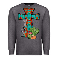 Charcoal Heather aztec cactus cross Premium Sweatshirt - JahusDesignShop