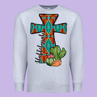 Aztec Cactus Cross Premium Sweatshirt Designed By Jahusdesignshop