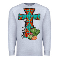 Heather Grey aztec cactus cross Premium Sweatshirt - JahusDesignShop