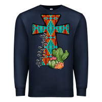 Navy aztec cactus cross Premium Sweatshirt - JahusDesignShop