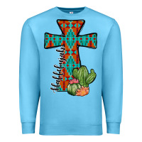 Ocean Blue aztec cactus cross Premium Sweatshirt - JahusDesignShop