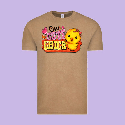 One Cute Chick Vintage Tee Designed By Fadigitalartstudio