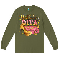 Army Green birthday diva pink and gold glitter Long Sleeve Tee - LillyAllenDesigns