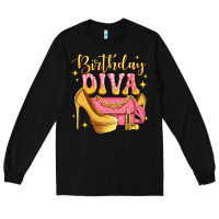 Black birthday diva pink and gold glitter Long Sleeve Tee - LillyAllenDesigns