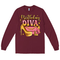 Burgundy birthday diva pink and gold glitter Long Sleeve Tee - LillyAllenDesigns