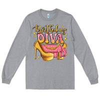 Heather Grey birthday diva pink and gold glitter Long Sleeve Tee - LillyAllenDesigns