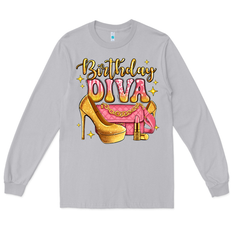 Birthday Diva Pink And Gold Glitter Long Sleeve Tee by LillyAllenDesigns | Teevron