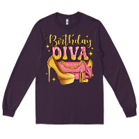 Plum birthday diva pink and gold glitter Long Sleeve Tee - LillyAllenDesigns