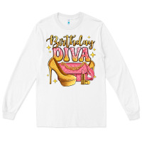 White birthday diva pink and gold glitter Long Sleeve Tee - LillyAllenDesigns