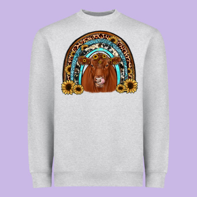 Red Angus Rainbow Heavyweight Sweatshirt Designed By Jahusdesignshop