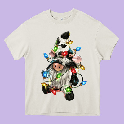 Christmas Cow Gnome Heavy Core Tee Designed By Cowgirlartshop