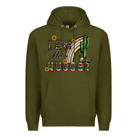 Army Green i am not a hugger Premium Hoodie - CowhideDigitalArt