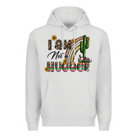 Dove Grey i am not a hugger Premium Hoodie - CowhideDigitalArt