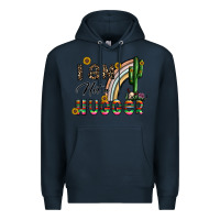 Navy i am not a hugger Premium Hoodie - CowhideDigitalArt