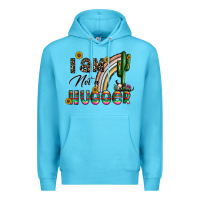 Ocean Blue i am not a hugger Premium Hoodie - CowhideDigitalArt