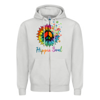 Dove Grey daisy peace sign hippie soul retro hippie flower lovers t shirt Zipper Hoodie - baoMotion