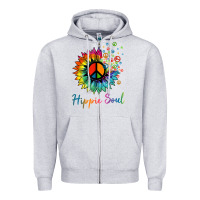 Heather Grey daisy peace sign hippie soul retro hippie flower lovers t shirt Zipper Hoodie - baoMotion