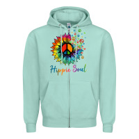 Seafoam daisy peace sign hippie soul retro hippie flower lovers t shirt Zipper Hoodie - baoMotion