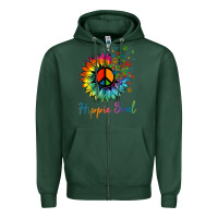 Sports Green daisy peace sign hippie soul retro hippie flower lovers t shirt Zipper Hoodie - baoMotion