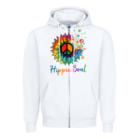White daisy peace sign hippie soul retro hippie flower lovers t shirt Zipper Hoodie - baoMotion