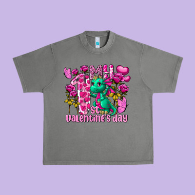 My First Valentine's Day Dragon Urban Heavy Tee Designed By Fadigitalartstudio