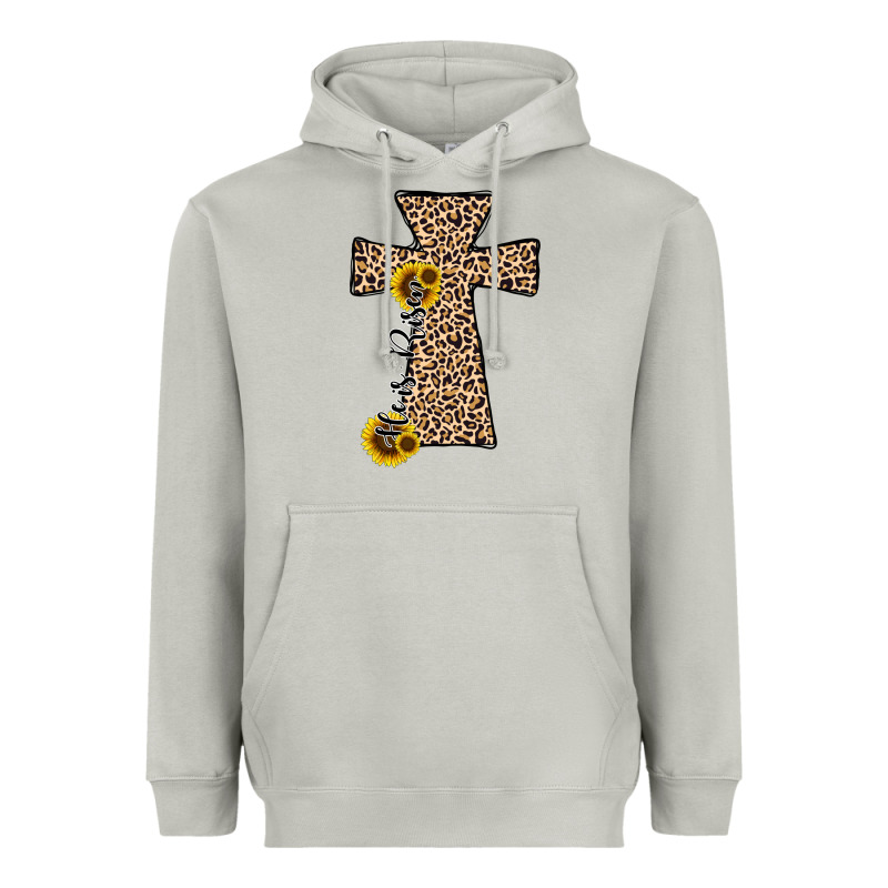 He Is Risen Leopard Cross Heavyweight Hoodie by JahusDesignShop | Teevron