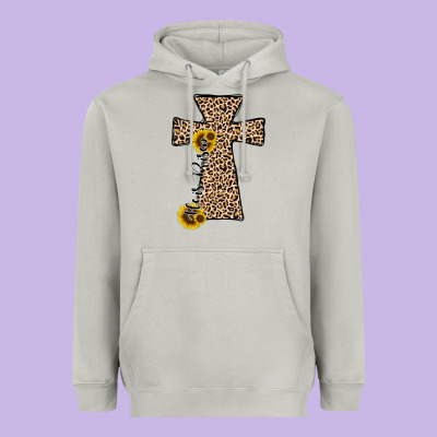 He Is Risen Leopard Cross Heavyweight Hoodie Designed By Jahusdesignshop