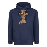 Navy he is risen leopard cross Heavyweight Hoodie - JahusDesignShop