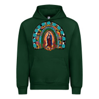 Forest Green Lady Of Guadalupe Rainbow Urban Hoodie - RanaPortraitStore