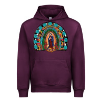 Mauve Wine Lady Of Guadalupe Rainbow Urban Hoodie - RanaPortraitStore