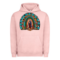 Pigment Salmon Lady Of Guadalupe Rainbow Urban Hoodie - RanaPortraitStore