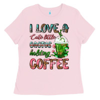 Bubblegum Pink I Love A Cute Little Cactus Holding Coffee Ladies Tee - FaDigitalArtStudio
