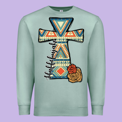 Halleluljah Aztec Cross Premium Sweatshirt Designed By Jahusdesignshop