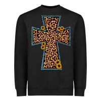Black leopard sunflower cross Heavyweight Sweatshirt - JahusDesignShop
