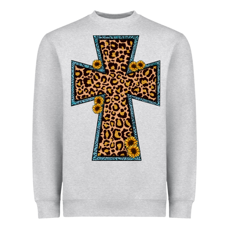Leopard Sunflower Cross Heavyweight Sweatshirt by JahusDesignShop | Teevron