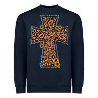 Navy leopard sunflower cross Heavyweight Sweatshirt - JahusDesignShop