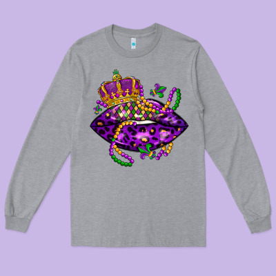 Mardi Gras Lips Long Sleeve Tee Designed By Lillyallendesigns