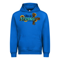 Cobalt She Is Strong Western Cross Urban Hoodie - RanaPortraitStore
