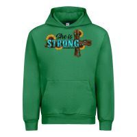 Emerald She Is Strong Western Cross Urban Hoodie - RanaPortraitStore