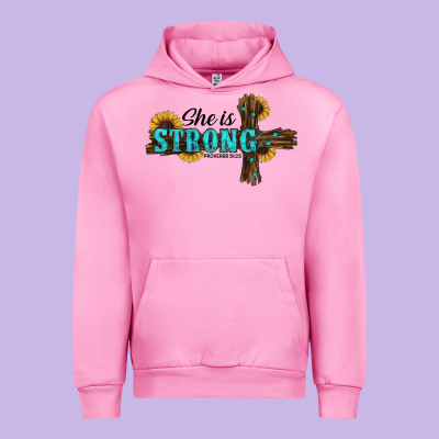 She Is Strong Western Cross Urban Hoodie Designed By Ranaportraitstore