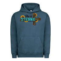 Pigment Midnight Navy She Is Strong Western Cross Urban Hoodie - RanaPortraitStore
